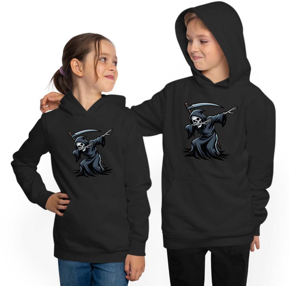 Halloween Hoodie mit Dab tanzendes Skelett Sensenmann i621